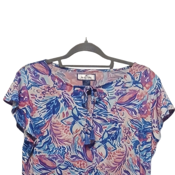 Island Collection - NWOT  Multi Colored Floral Dress, Tie At Neck, Flutter... - Picture 4 of 9